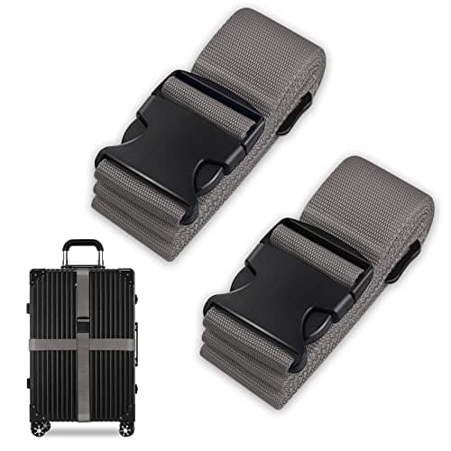 Luggage Suitcase Straps Set, Travel Accessories Thickened Luggage Belt with Quick Release Buckle, Adjustable Black Travel Luggage Straps for Suitcase Baggage (Taupe, 2 PCS Set)