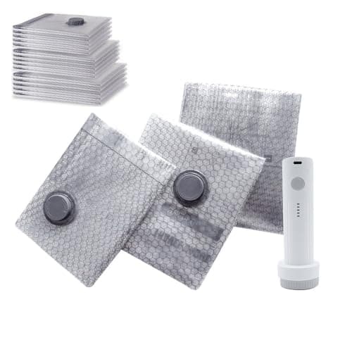 18 Pack Vacuum Storage Bags with Electric Pump, Reusable Compression Bags Set for Clothes Bedding