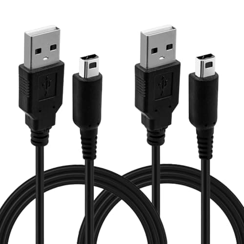Mcbazel Nintendo 3DS Charger Cable 2 Pack — USB Charging Lead for 3DS, 3DS XL, New 3DS & 2DS XL, New 3DS XL, 2DS, 2DS XL, DSi, DSi XL — 1.2m, Charge While Playing