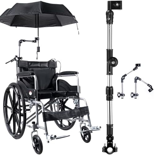 Retractable Adjustable Umbrella Holder for Stroller, Stainless Steel Umbrella Clamp with Non Slip Base for Strollers Wheelchairs Bike