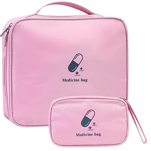 2 Pcs First Aid Kit Bags, Portable Travel Empty Medical Medical Medicine Bags, Small/Large First Aid Emergency Organizer Bags Waterproof for Outdoor Camping Travel Work Bags - Pink (White) (Pink)