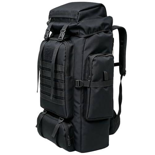 Ogetok 80L Hiking Backpack Camping Rucksack, 80 liters Large Capacity Outdoor Knapsack Travel Climbing Mountaineering Carry On Backpack Bag, Trekking Backpacking for Men Women, Black