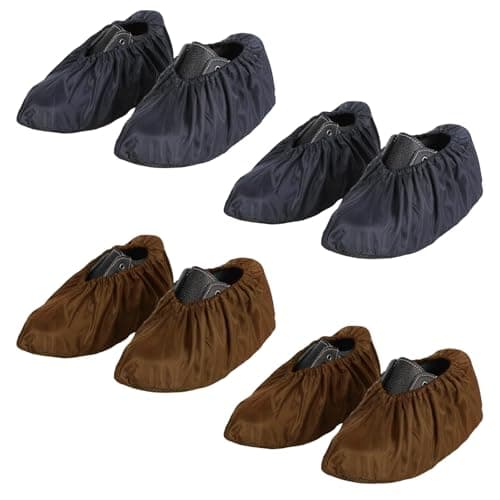 quyueug 4 Pack Waterproof Shoe Covers - Shoe Covers Reusable Non-Slip Overshoes with Elastic Cuff for Home, Rainy Days and Pet Owners(Black and brown, One Size)