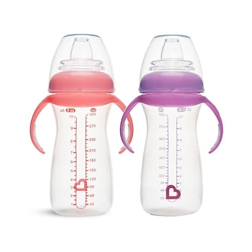 Munchkin 2 Pack Gentle Transition Baby Cups |Clear Bottle|296ml|Pink/Purple