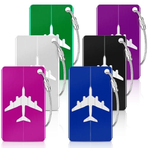 Caianwin-6 Pcs Luggage Tags, Aluminium Alloy Suitcase Tags, Suitcase Labels