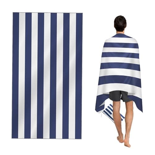 CNMTCCO Large Beach Towel for Adults with Bag - Quick Dry Microfibre - 100% Recycled Towel - Sand Free, Lightweight, Compact (160x90cm, 63x35in) (Blue)