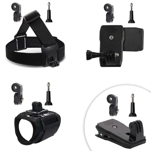 CAMKIX Accessories Kit Head & Backpack Mount Bundle Compatible with GoPro Hero 13/12/11/10/9/8/7/6/5, Insta360 - Head Strap Mount, Backpack Clip, 360° Rotating Wrist Strap, Adapters
