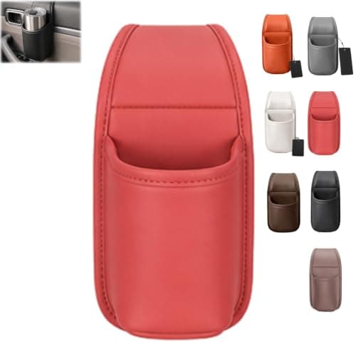 PU Leather Car Door Cup Holder,Red