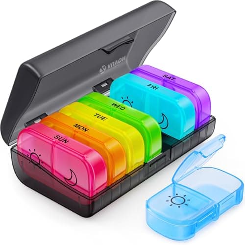 AUVON Pill Organiser, Pill Boxes 7 Day 2 Times a Day with One-Side Opening