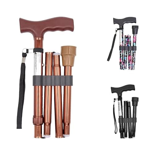 PEPE Mobility Folding Walking Stick for Women and Men, Adjustable, Bronze