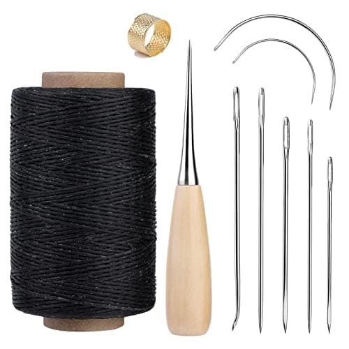 SUVSOON 273 Yards Leather Waxed Thread Kit, Black Leather Stitching Kit