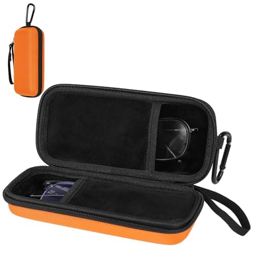 Tawd Double Glasses Case, 2 in 1 Dual Glasses Case Hard Shell Eyeglasses Case,Portable Travel Sunglasses Case Organizer with Hook (Orange)