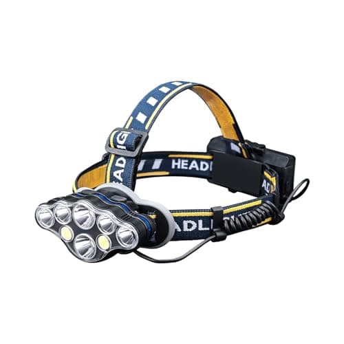 GRIFEMA GD303 Head Torch Rechargeable, Super Bright 8 LED Lighting Mode, Head Lamp Lightweight Waterproof for Camping, Fishing, Cycling, Hiking, Blue