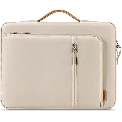 DOMISO 14 Inch Laptop Sleeve with Handle, Water-Resistant Shockproof Protective Case for 14" MacBook Pro/Air M2/M3, HP, Lenovo, Dell, ASUS, Acer, Chromebook,Beige