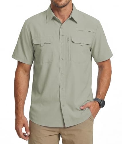 Men's UV Protection Short Sleeve Shirt UPF 50+ Cooling Quick Dry Hiking M