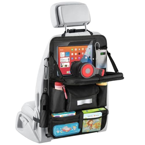 MoKo Car Organizer Back Seat, 8 Pockets Foldable Tray 600D Black, 1 Pack