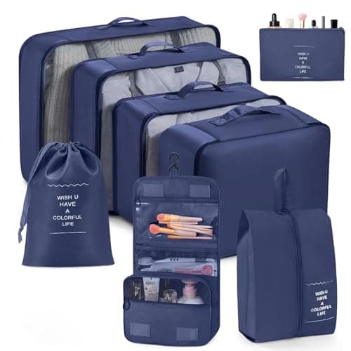 Porslin 8 Pack Packing Cubes for Travel Storage Bags and Packing Bags for Travel, Luggage Storage Set with Mesh Storage Bag for Travel Clothes