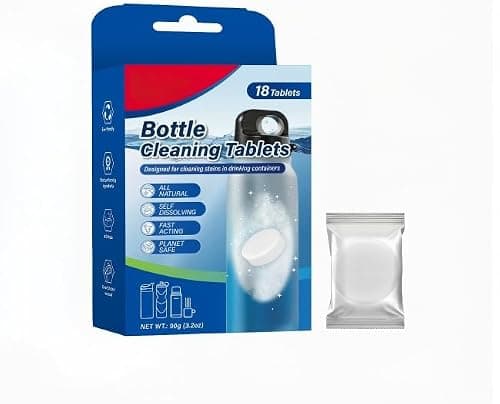 Water Bottle Cleaning Tablets, 18 PCS Bottle Cleaner Tablets Removes Odors and Residue, No Scrubbing Required, Suitable Stainless Steel, Hydration Bladder, Coffee Mug