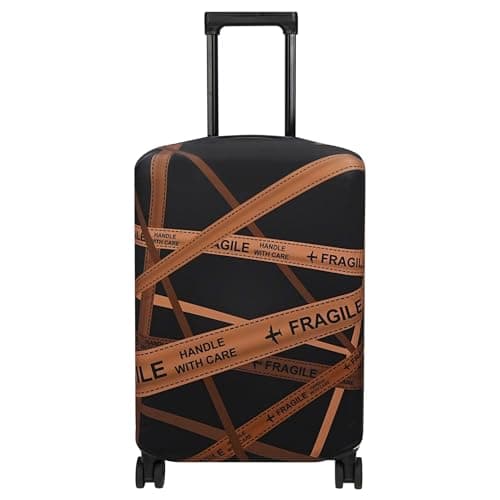Explore Land Travel Luggage Cover Air Approve Suitcase Protector Fits 18-32 Inches Case, Gold Fragile, XL, Gold Fragile