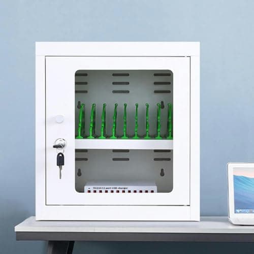 JKJZSALJ Charging Mobile Phone Cabinet,With Tempered Glass Cabinet Door And Multi-Port Charger,5V 2A Efficient Charging,Suitable For Various Mobile Phones,12slots