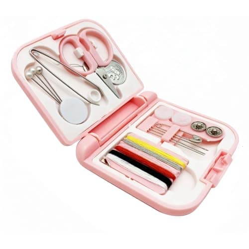 Chrees Compact Sewing Kit for Travel Repairs and Emergency Fixes (Pink)