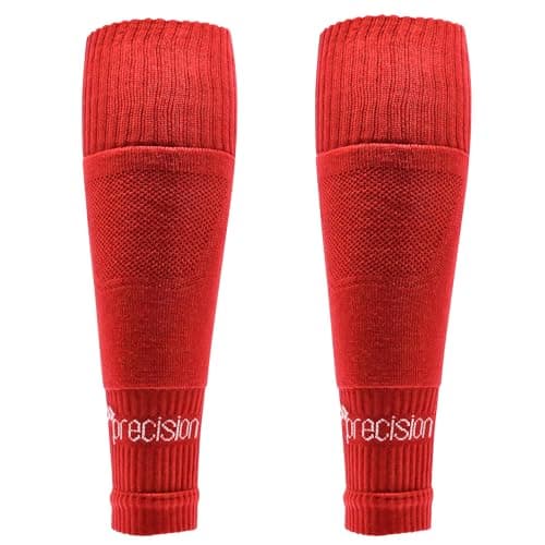 Precision Training Pro Adult’s Footless Sleeve Sport Socks, Stretch Fit, Compression Support for Football, Rugby and Hockey, Red