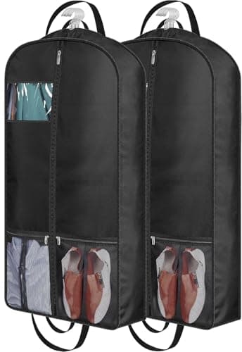 MISSLO 4 Handles Heavy Duty Garment Bags for Travel Storage 43" Suit Bag Carrier for Men with 6" Gusseted and Pockets Women Clothes Cover Suit Holder for Shirts, Coats, Dresses, 2 Pack