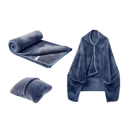 gifyym Blanket Pillow Combo | Travel Airplane Pillow Blanket Combo Lightweight - Soft Flannel Airplane, Warm Traveling Plane for Men Women Adults