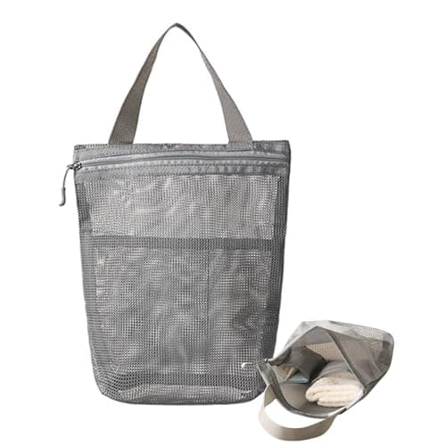 KASESSS Mesh Shower Caddy Bag, Toiletry Bag, Bathroom Organiser, 3 Pockets Quick Dry Travel Toiletry Bags, Portable Mesh Shower Bags for College Dorms, Gym, Beach, Camping, Swimming, Yoga and Travel