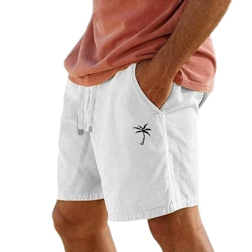 NNGOTD Mens Cargo Shorts Casual Cotton Combat Shorts with Multi Pockets Straight-Fit Stretch Cargo Trouser Black Dress Slacks Big and Tall Jogger Pants Streetwear (White,M)