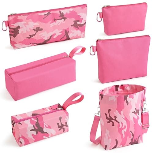 MAFYE 6 Pack Tool Pouch Zipper Bags, Large Multi-Size Tool Organizer with Carabiner& Crossbody Strap, Heavy-Duty Storage Bags for Men Women, Perfect for Tools, Travel, Cosmetics, Office & Art Supplies