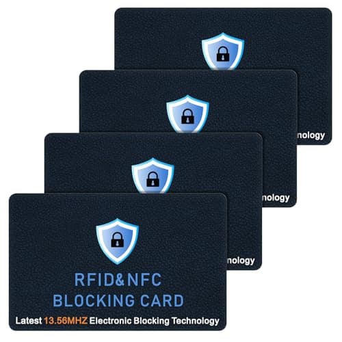 Tobfit RFID Blocking Cards - 4 Pack, Premium Contactless NFC Debit Credit Card Passport Protector Blocker Set for Men & Women, Smart Slim Design Perfectly fits in Wallet/Purse