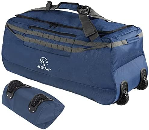 REDCAMP 140L Large Holdall with Wheels, Foldable Wheeled Duffle Bag,Navy