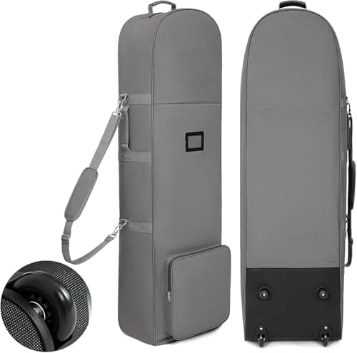 Golf Travel Bags with Wheels, 1200D Heavy Duty Oxford Wear-Resistant with Extra Storage Bag, Lightweight & Portable Golf Club Travel Cover for Airlines Easy Storage,Grey:Shoulder