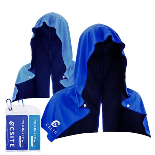 CSITE 2 Pack Cooling Hoodie Towels, Instant Cooling Towels for Neck and Face, UPF 50 Sun Protection, Ice Towel for Hot Weather, Head Towel for Sports, Camping, Cycling & More Activities