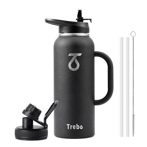Trebo Insulated Water Bottle 1.2 L Stainless Steel with Side Handle 2 Lids