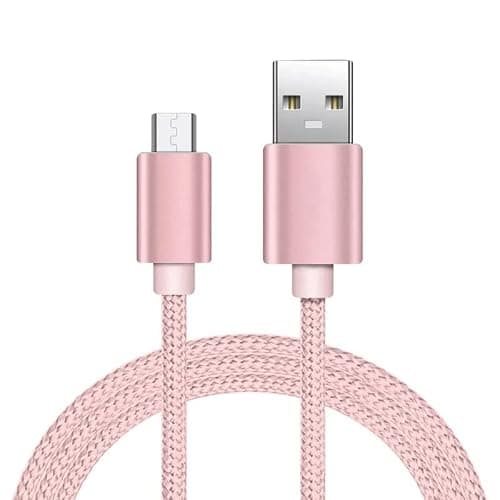 iTechCover Braided USB Cable Charging Cord/Charger Power Lead Wire Compatible with BELKIN TRAVEL POWER PACK 9000 / Rose Gold / (3m / 9.9ft)