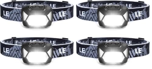 Lepro Head Torch, 4 Pack Super Bright LED Headlamp with 6 Lighting Modes, Waterproof, Battery Powered LED Lightweight Headlight for Cycling Running Camping for Kids Adults
