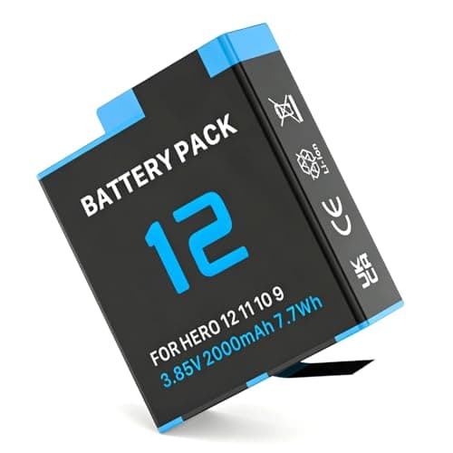 2000mAh Battery for GoPro Hero 12/11/10/9, Replacement Li-Ion 3.85V Rechargeable Battery Pack Compatible with GoPro Hero 12/11/10/9