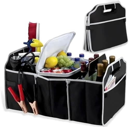 2-In-1 Car Boot Organiser - Non-Slip Tidy Boot Bag - Multi-Compartment Collapsible Folding Vehicle Storage Box Case With Base Pockets And Carry Handles For Shopping Essentials Tools