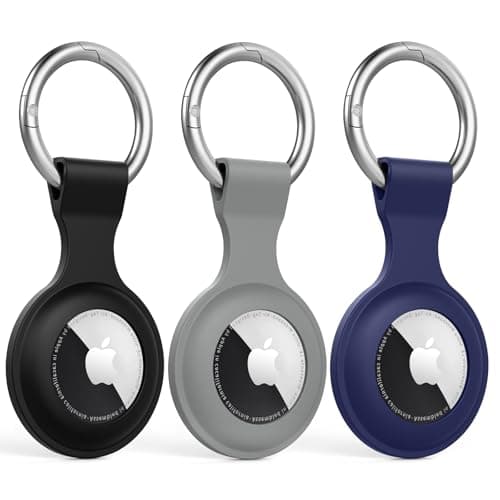 for Air Tag Holder Case- Silicone Case for AirTag Keyring for Keys, Bags, Luggage, Pet Collars - Anti-Lost and Scratch-Resistant Design for Apple AirTags 2021 (Black/Gray/Navy Blue)