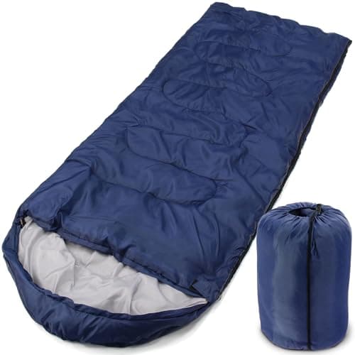 Lightweight 3-Season Sleeping Bag for Adults Warm, Compact & Durable (210 x 70 cm) – Comfortable Rectangular Design, Easy to Carry, Ideal for Camping, Hiking & Festivals (Navy Blue)