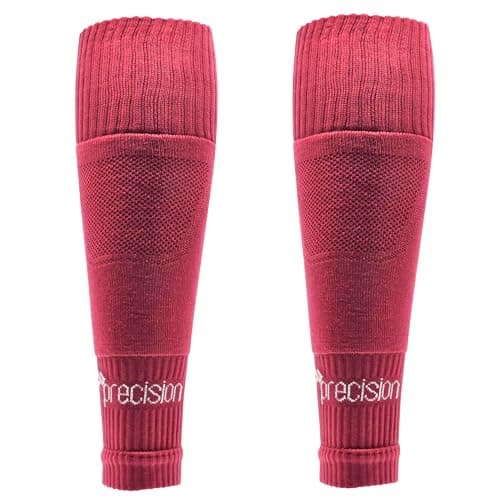 Precision Training Pro Adult’s Footless Sleeve Sport Socks, Stretch Fit, Compression Support for Football, Rugby and Hockey, Maroon Red