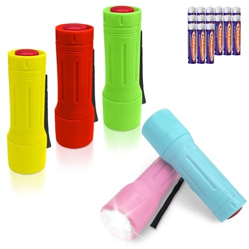 flintronic 5 Pack LED Small Torch, Mini Pocket Flashlight with 9 LEDs, Portable Torches with Lanyard, Super Bright, for Camping Hiking Outdoor Gifts, Batteries Included