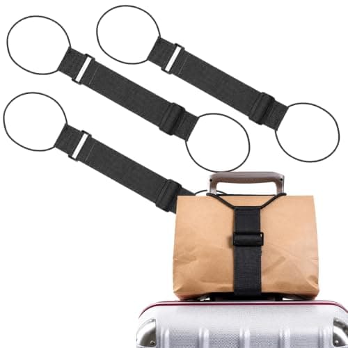 3 Pack Black Elastic Luggage Straps, Adjustable Suitcase Belts for Travel, Stretch Bungee Bag Straps for Backpack, Stroller, Carry-On Luggage & Moving Boxes, Secure Hands-Free Travel Accessories