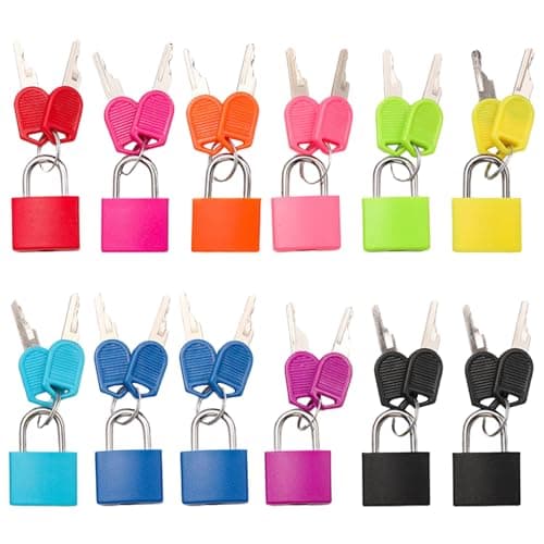 12 Pack Suitcase Locks with Keys, Small Luggage Padlocks