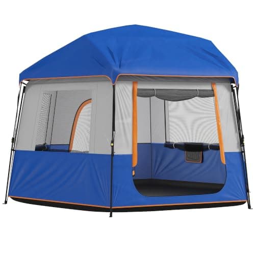 Outsunny 4-6 Person Easy Setup Camping Tent Waterproof Dome Tent, Blue