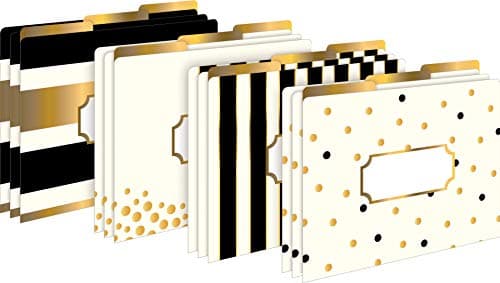Barker Creek Gold File Folders on 14pt Stock, Set of 12, Letter Size, 1/3 Cut Tabs, Home, School and Office Supplies (2001), Multi