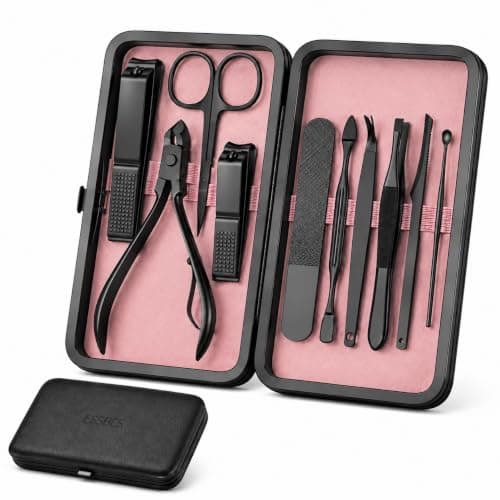 Manicure Set Stainless Steel Nail Care Kit 10 Pieces with Travel Case