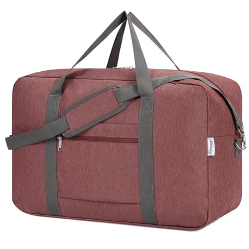 Large Cabin Bag 56x45x25, Weekend Overnight Bag for Women, Holdall Hospital Bag for Women, Travel Duffel Bag Carry on Luggage for Men 40L (Jujube Red)